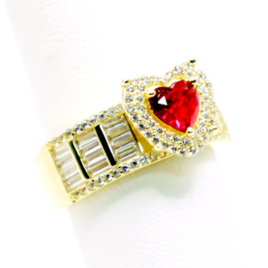 Ring red heart with Cuban zirconia