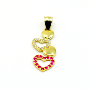 Pendant with red & Cuban zirconia heart